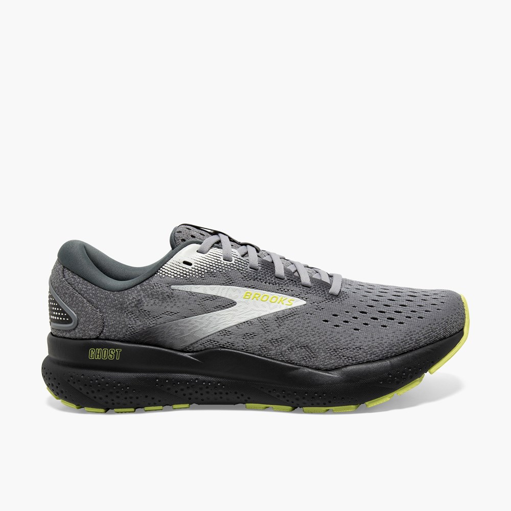 Chaussures Running Route Brooks Ghost 16 Grise Vert Clair Homme | VTU-0093653